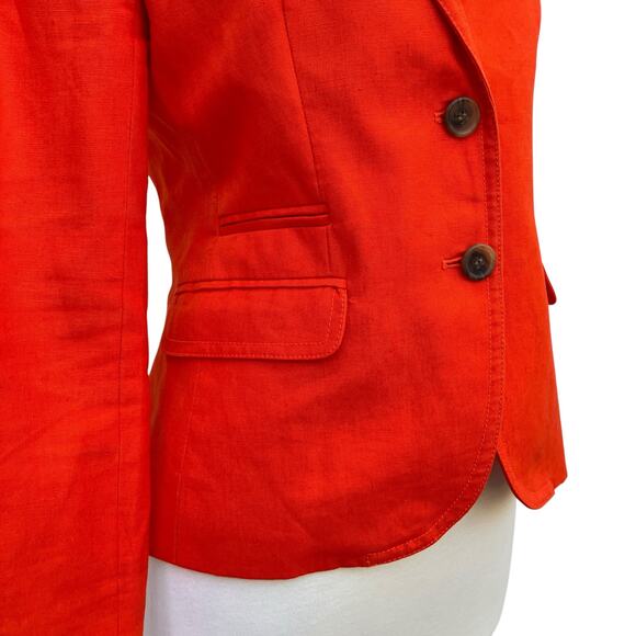 J. Crew Schoolboy Linen Blend Blazer Sz 6 Orange Lined Academia Careerwear - Picture 13 of 16